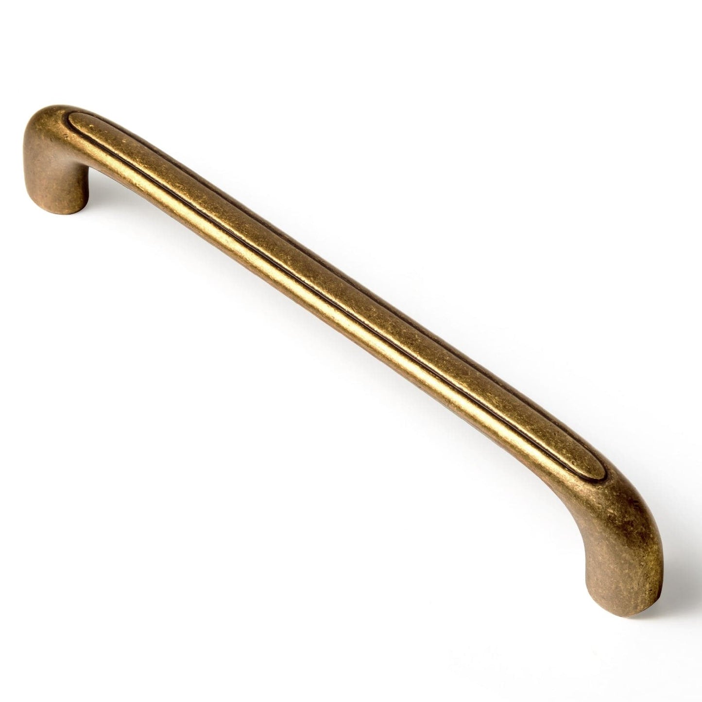 Elegant Antique and Brushed Brass Bar Pull Cabinet Handles with Unique Design 6 Pack