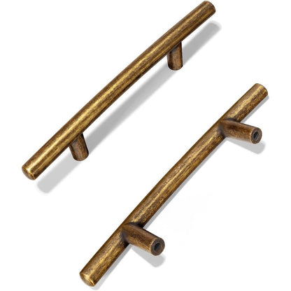 Low Profile Style Retro Brass Cabinet Handles Curved Bar Cabinet Pulls 6 Pack